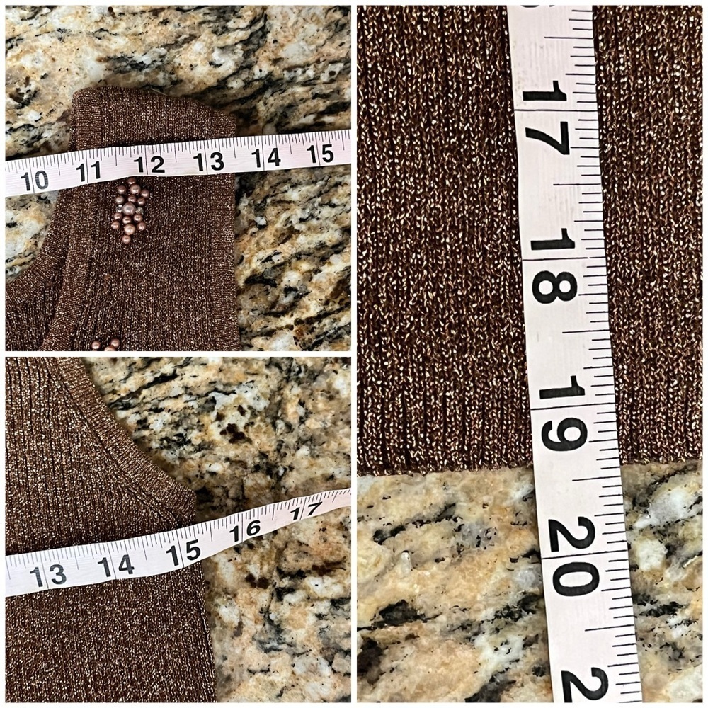 Vintage Just One Metallic Brown Gold Beaded Tank Top L | 80s Y2K Party Glam - Picture 6 of 10